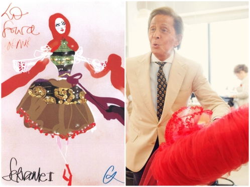Right: Anne Deniau -- Christian Lacroix's design for La Source; Left: Christopher Anderson / Magnum -- Valentino at the New York City Ballet Costume Shop